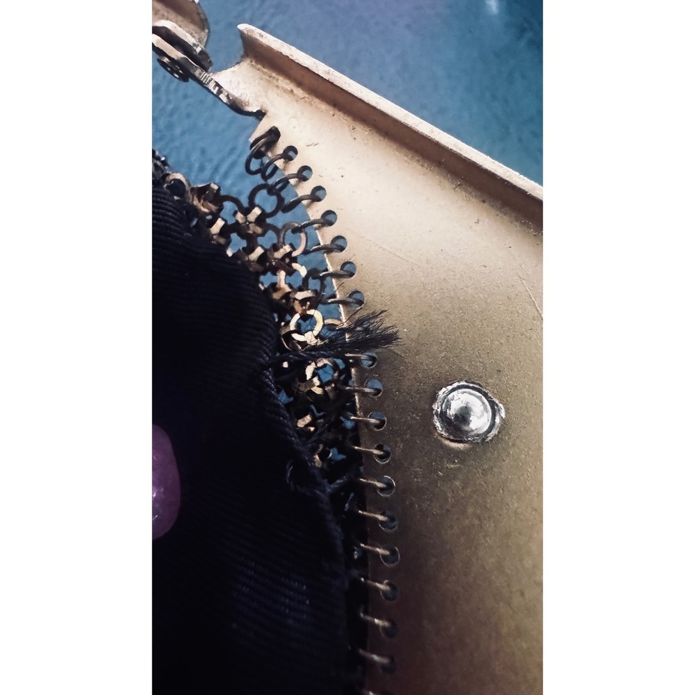 Whiting & Davis Black Mesh Evening Bag Gold Tone‎ Goddess Frame Vintage USA 8x5" - Picture 8 of 10